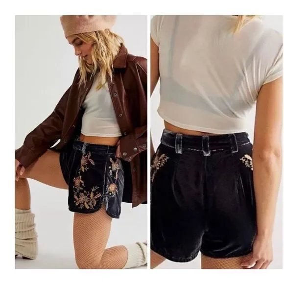 People NWT Free People Wild Roses Embroidered Shorts Size 2 - Picture 2 of 8